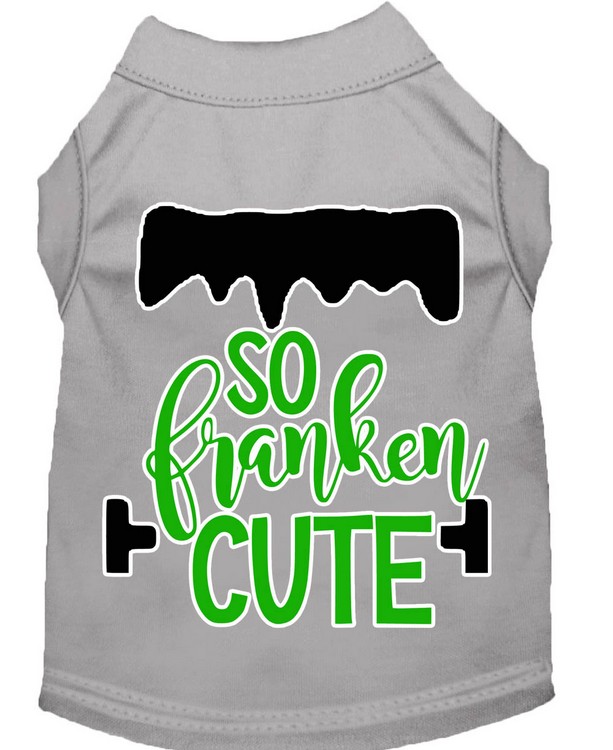 So Franken Cute Screen Print Dog Shirt Grey XS